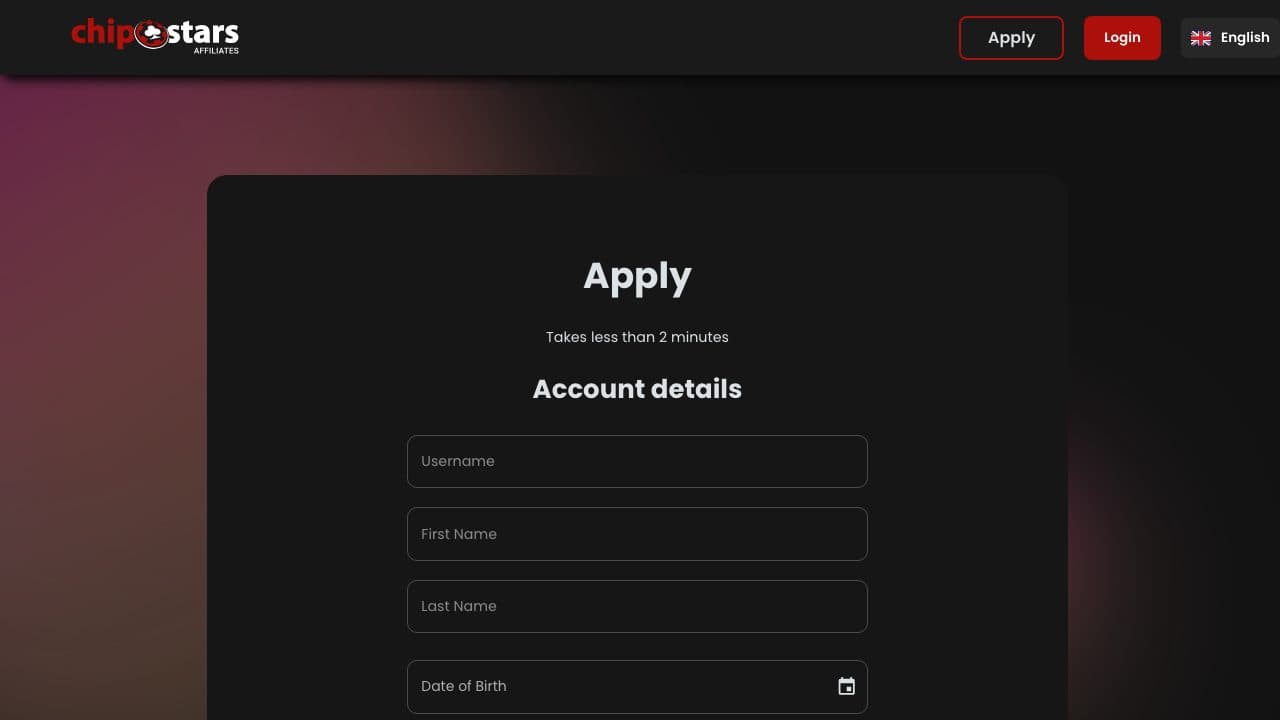 Chipstars Affiliates homepage