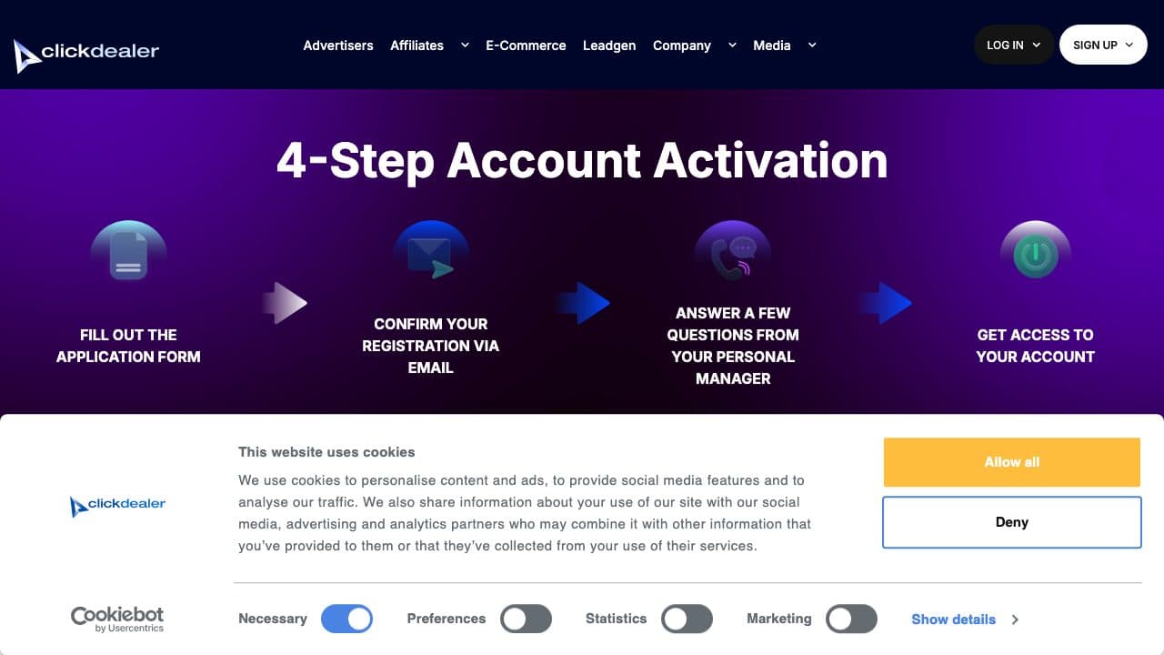 ClickDealer homepage