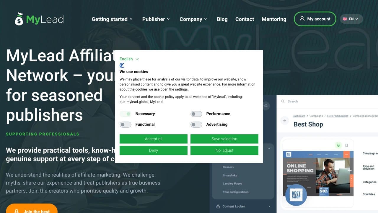 MyLead homepage