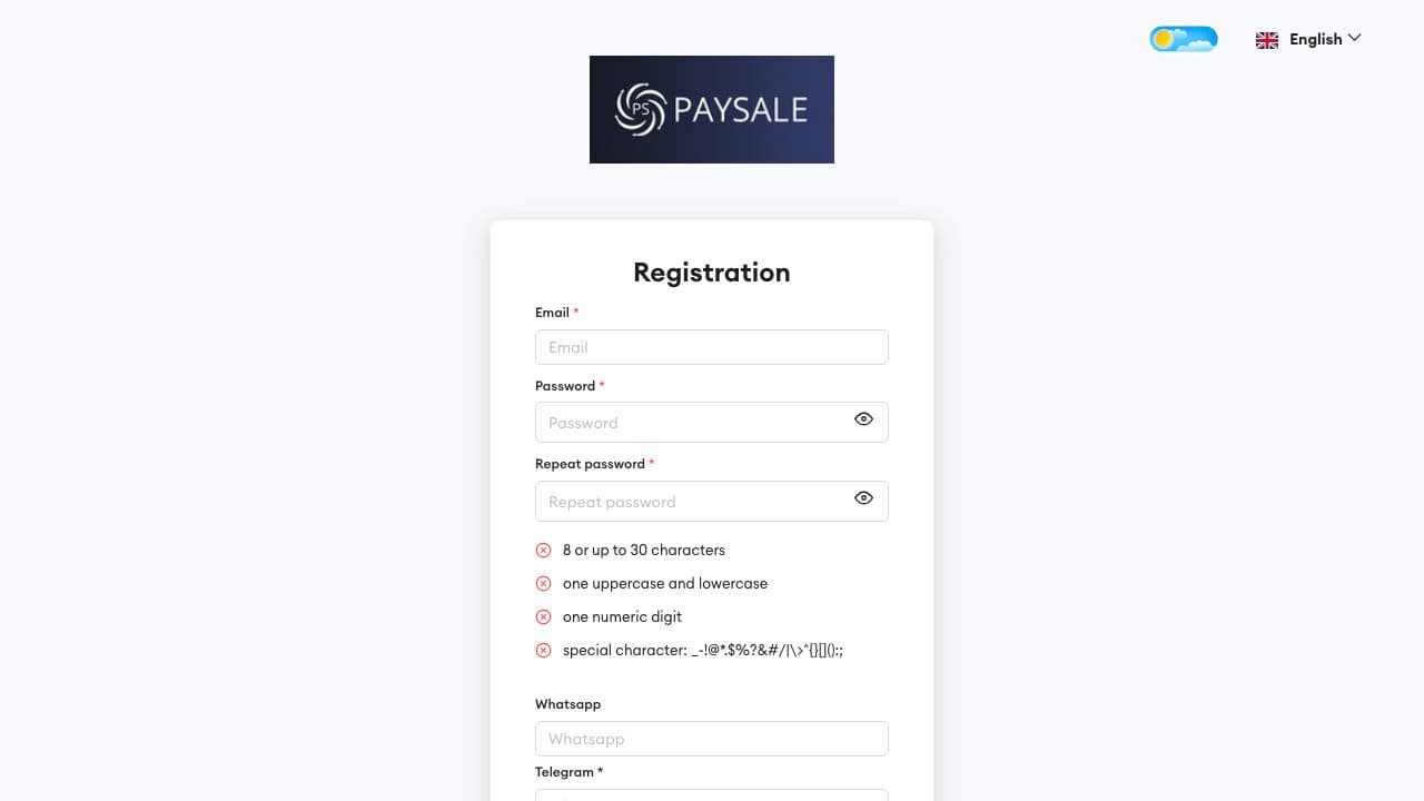 Paysale homepage