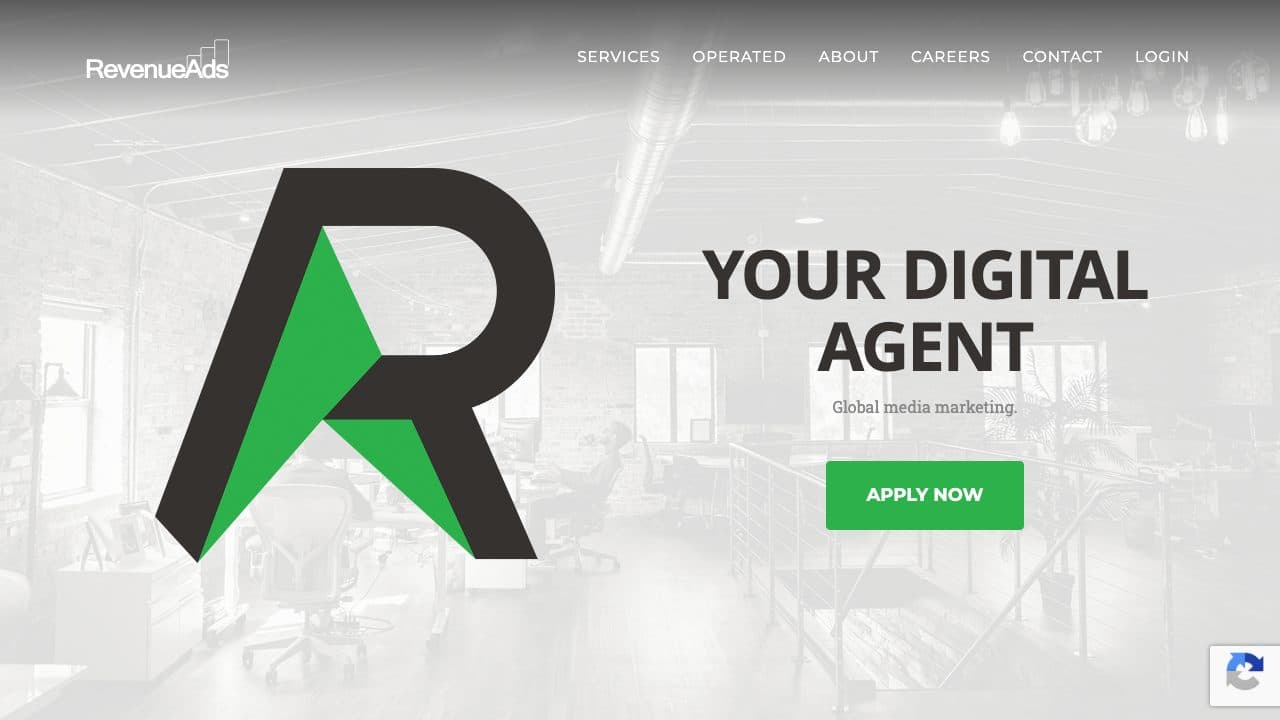 RevenueAds homepage