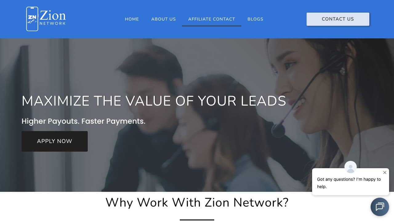 Zion Network homepage