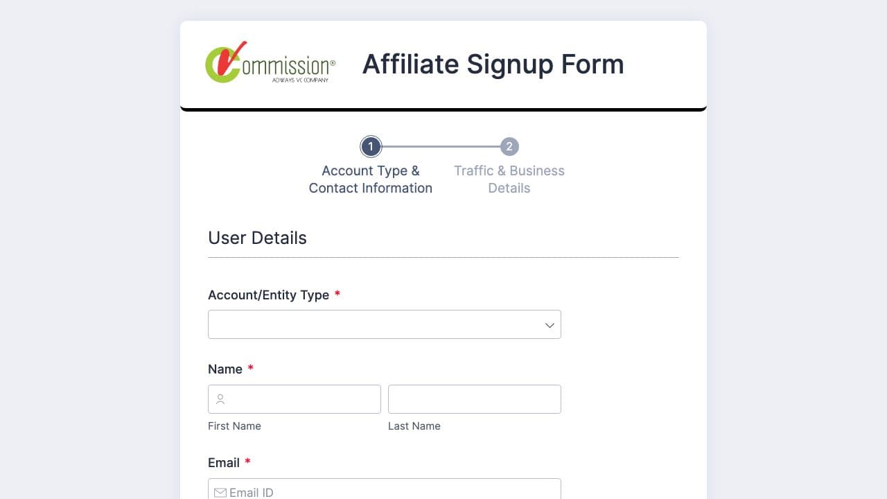 vCommission homepage
